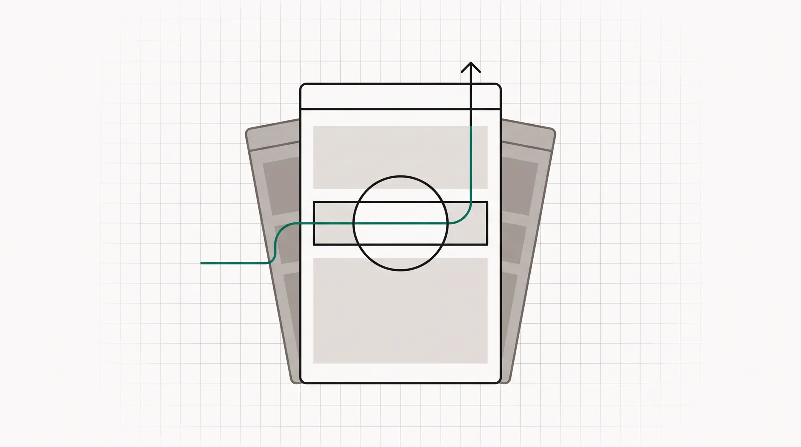 One landing page in focus with two faint test variants behind it and an upward arrow, suggesting a page that is continuously tested and optimized.